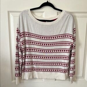 Victoria's Secret Pink Sweater with Red Heart Print XS